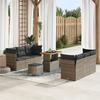 VidaXL 9-Piece Garden Sofa Set with Gray Cushions Poly Rattan Acacia 3363393