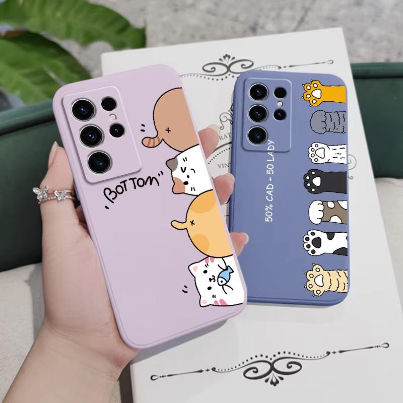Cat Litter Phone Case For Samsung Galaxy S25 S24 S23 S22 S21 S20 Ultra Plus FE S10 Note 20 ultra 10 9 Plus Cover
