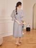 Hanmall Gray Puff Formal Long Suitable for Women In Their and Graduation LON718 Dress, Wedding, Business, Chiffon, Sleeve, Dress, Sleeve, A-Line, 20s,