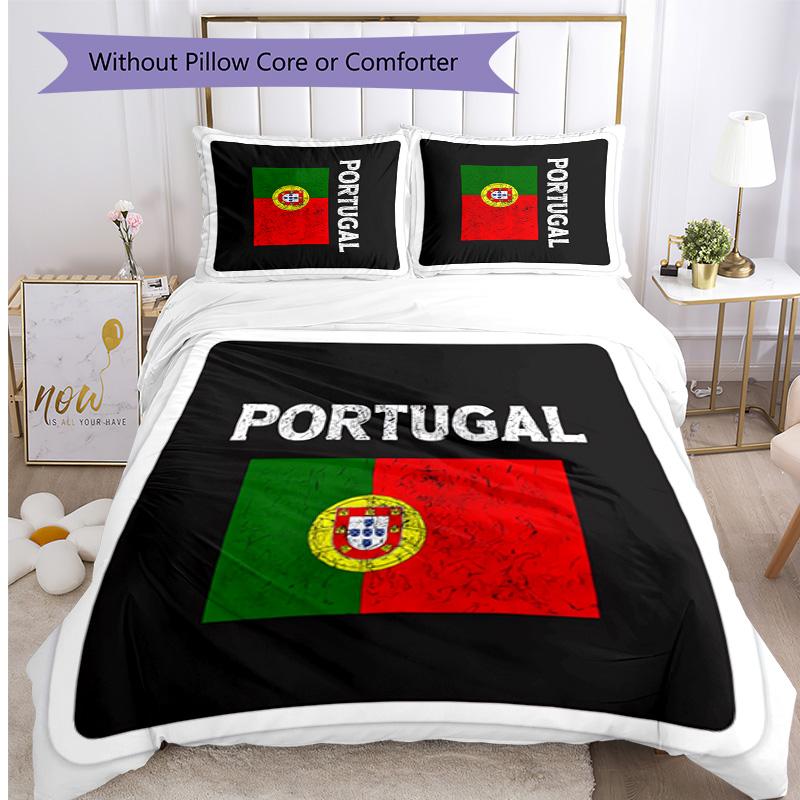 Portugal Pattern Printed 3PCS Bedding Set Soft Skin-Friendly Washable Duvet Cover & Pillowcases Set All Season Bedroom