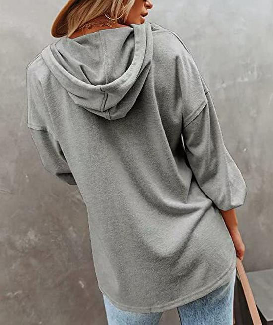2023 Autumn/Winter Women's Casual Loose Solid Color Hooded Sweatshirt