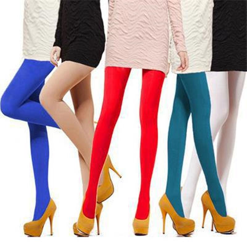 Collant Caldi Sexy Color Caramella da Donna 120D Velluto Senza Cuciture Primavera Estate Elastici Grandi Calze Lunghe
