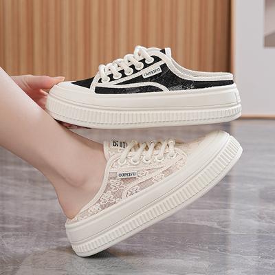 New Lace Mesh Shoes Summer Thin Mesh Breathable Half Slippers Sports and Leisure Shoes XFF