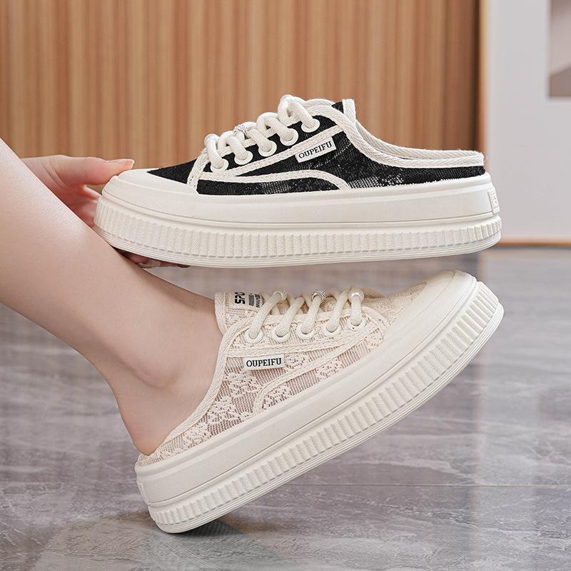 Nuove scarpe in rete di pizzo estive sottili in rete traspiranti mezze pantofole scarpe sportive e per il tempo libero XFF