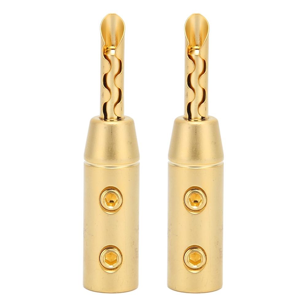 4PCS Gold Plated BFA Banana Plug Double Screw Open Screw Banana Plugs For Sound Systems