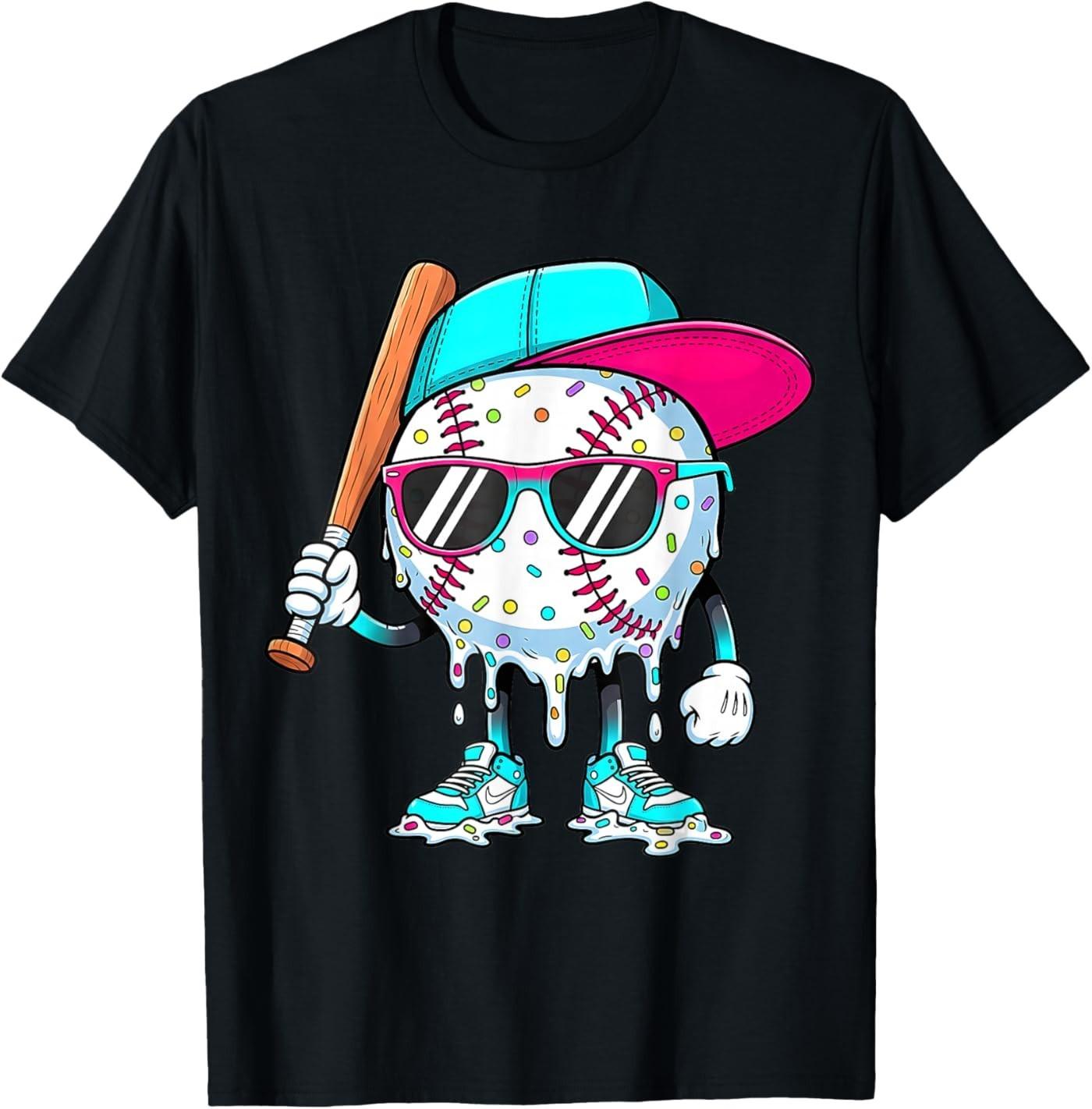 Baseball Drip Ice Cream Apparel Youth Drip Baseball Boys Kid T-Shirt XL