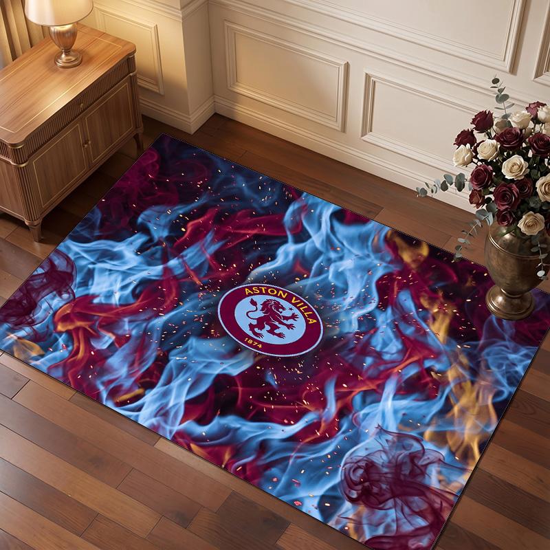 Tappeto in Velluto di Cristallo con Stampa Calcio Aston Villa, Comodo Assorbente d'Acqua Antiscivolo Tappeto per Pavimenti Interni