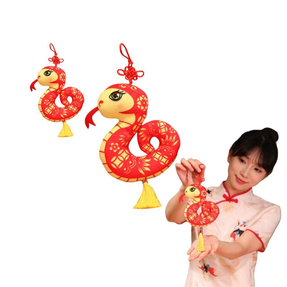 Cartoon Snake Dolls Pendant Stuffed Snake Mascot Doll Paper-cut Zodiac Snake Pendant  Students