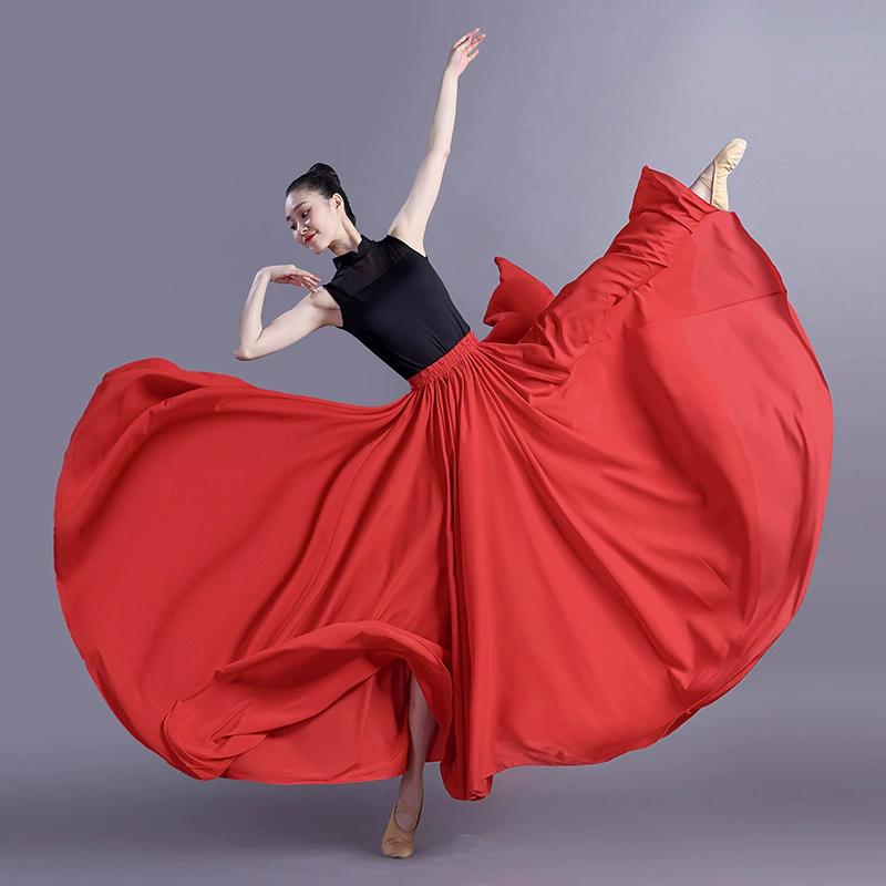 Gonna in Chiffon a 360/540/720 Gradi Balletto Danza del Ventre Donna Gonne Lunghe Gitane Abbigliamento da Pratica per Ballerine Gonna da Ballo Assortita 360 degrees 90cm rosso