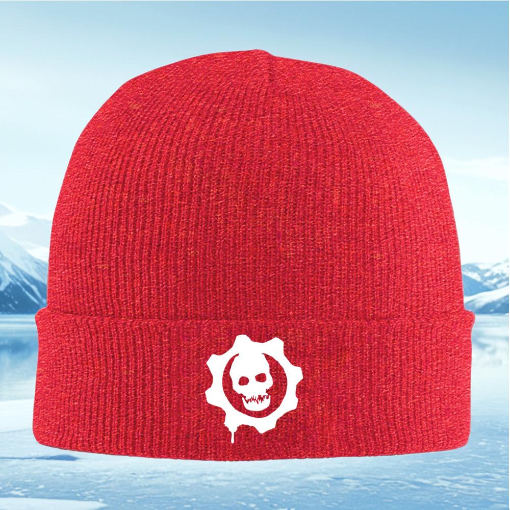

Skull inside gear logo Men Women Unisex Knitted Hat Beanie Pullover Cap Winter Thermal Warm Christmas Outdoor Cycling Hiking Ski