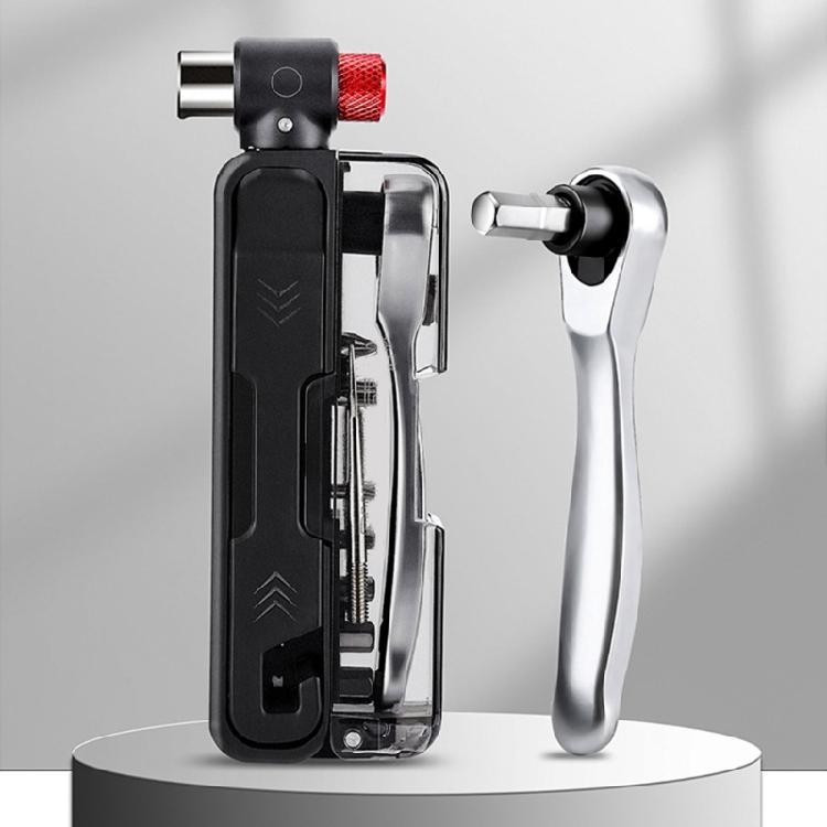 Durability 15 in 1 Cycling Tool Containing Steel Patches Strips Double Direction Ratchets and Compacts Carry Pouches