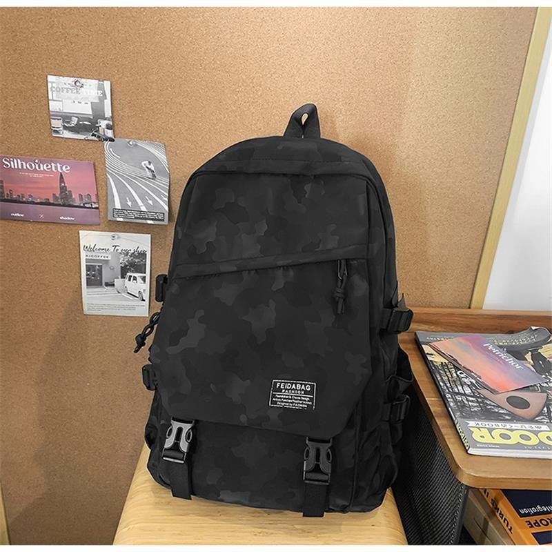 

Junior High School Boy Schoolbag Lightweight Good-looking Niche Style Ins Large Capacity Backpack School Fashion Trendy Backpack Black small bag [no Pendant]]