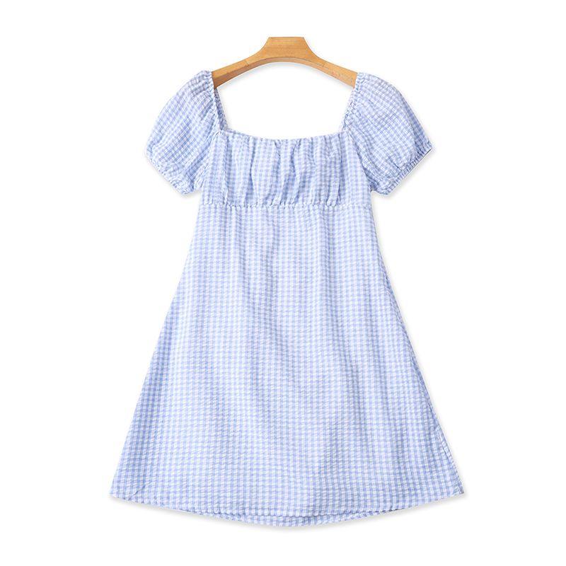 

Export Women s Dress Square Collar Puff Sleeve Tight Waist Western Style Slimming All-Matching Sexy Sweet Elegance Midi Dress Image color XS