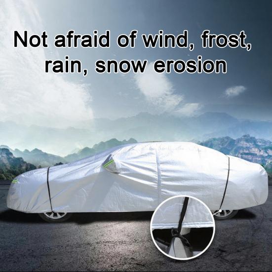 All Season Car Cover with Reflective Stripes Waterproof UV Reflective Snowproof Windproof Outdoor Vehicle Cover for Sun Rain Snow And Dust Universal
