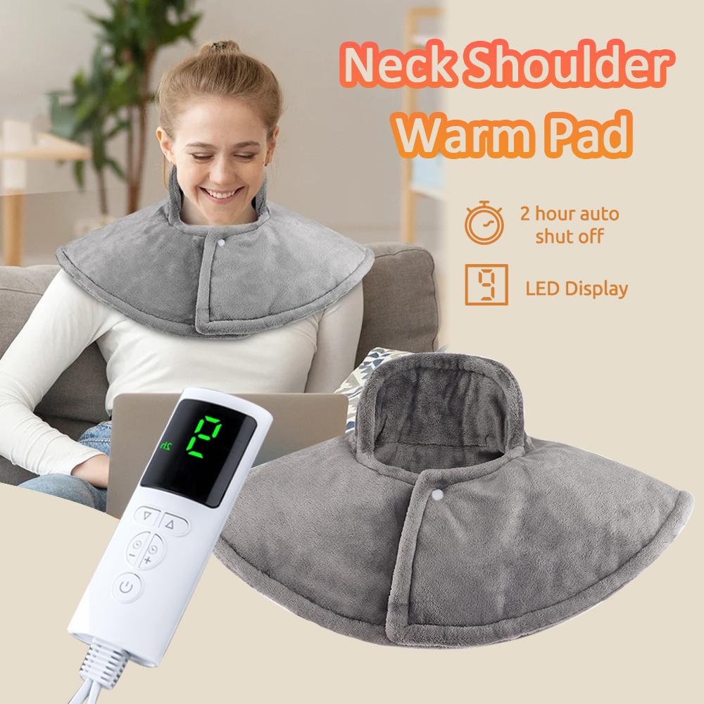 Heating Shoulder Neck Pads 9-Level Hot Compress Cervical Shawl Warmer with Digital Display Thermostat Heater Warming Back Relax
