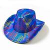 Color Blocks Laser Cowboy hat Western cowboy men and women retro party stage party Cowboy hat outdoor knight hat Wholesale