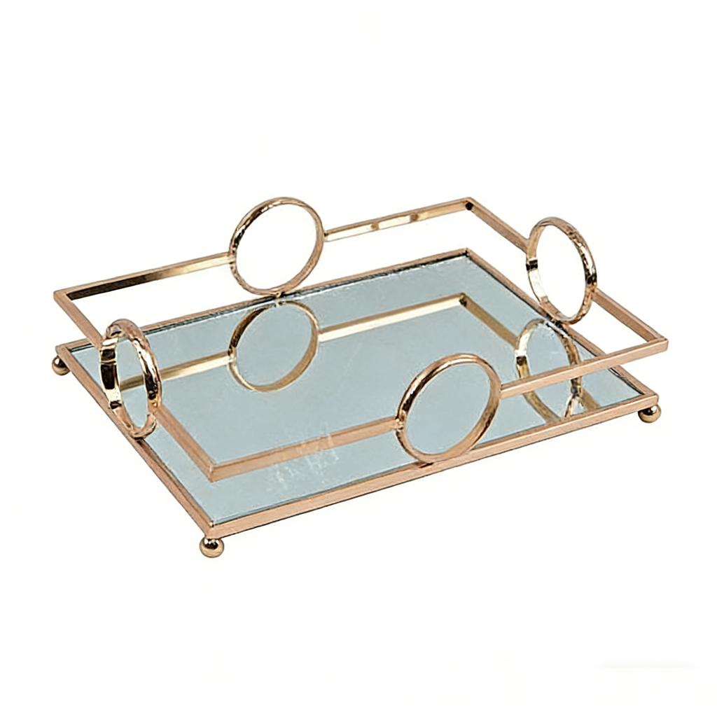 European Mirror Storage Tray Wedding Dessert Fruit Restaurant Decoration Cake Tray Drinks Cosmetics Storage Tray Decoration