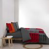 Parure de couette - DOUCEUR D'INTERIEUR - QUADRO - 100% coton - Gris/Orange/Noir