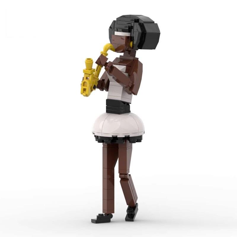 Building Block Compatible 116286 Girls Playing Saxophone, Assembling Building Block Musical Instruments, Creative Models