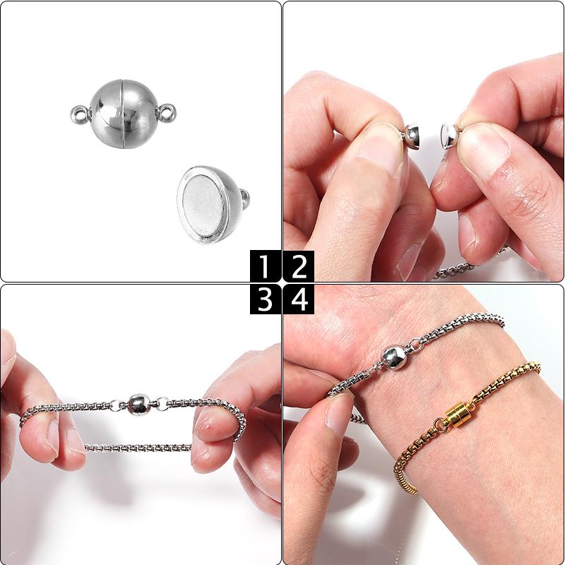 Louleur Round/Heart Strong Magnetic Clasps Magnet End Clasp Connectors for Jewelry Making DIY Bracelet Necklace Accessories