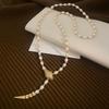 Luxury  Shiny CZ Zircon Snake Animal Style Natural Freshwater Pearl 14K Gold Filled Lady Sweater Chain Necklace Gifts