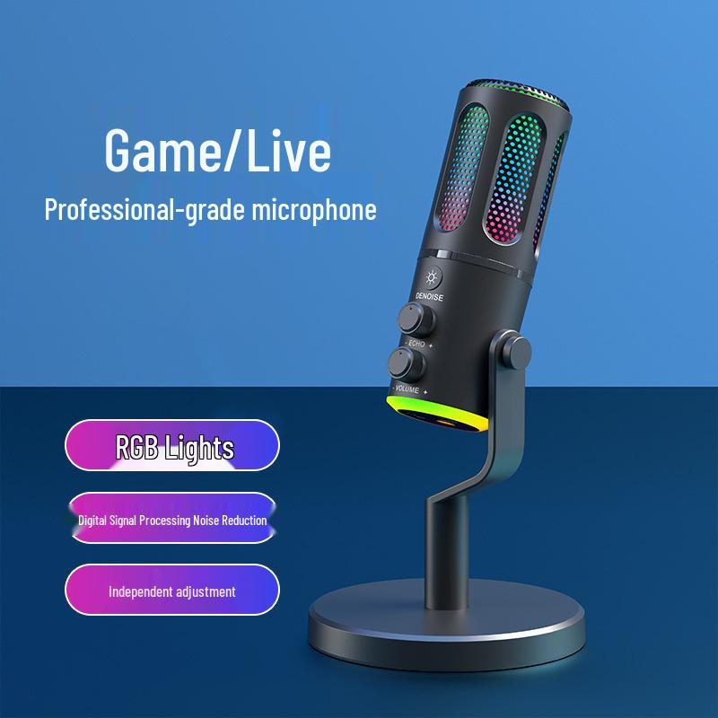 RGB Gaming Microphone - Wired Condenser for Streaming, Recording, and KTV
