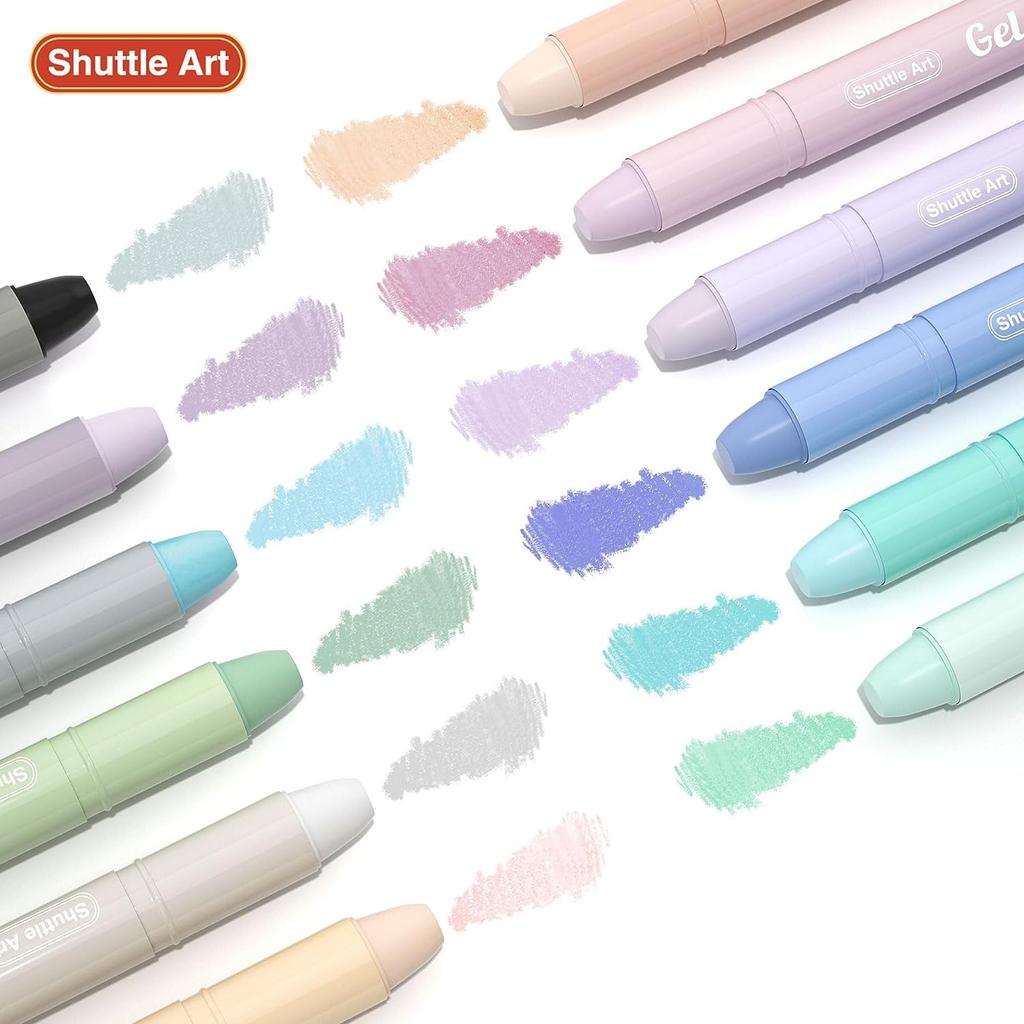 Shuttle Art Highlighter Smoky Solid Fluorescent Fluorescent Light Retractable Gel with Clear for Marking Convenient Storage Pens, Colors, 12-Color