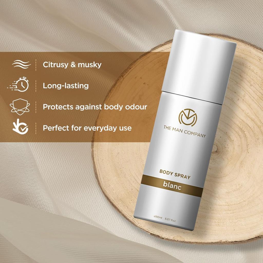 The Man Company Blanc Deodorant for Men - 150ml | Premium Long-Lasting Fragrance Body Spray | Perfect Deo For Everyday Use | Gift for Him