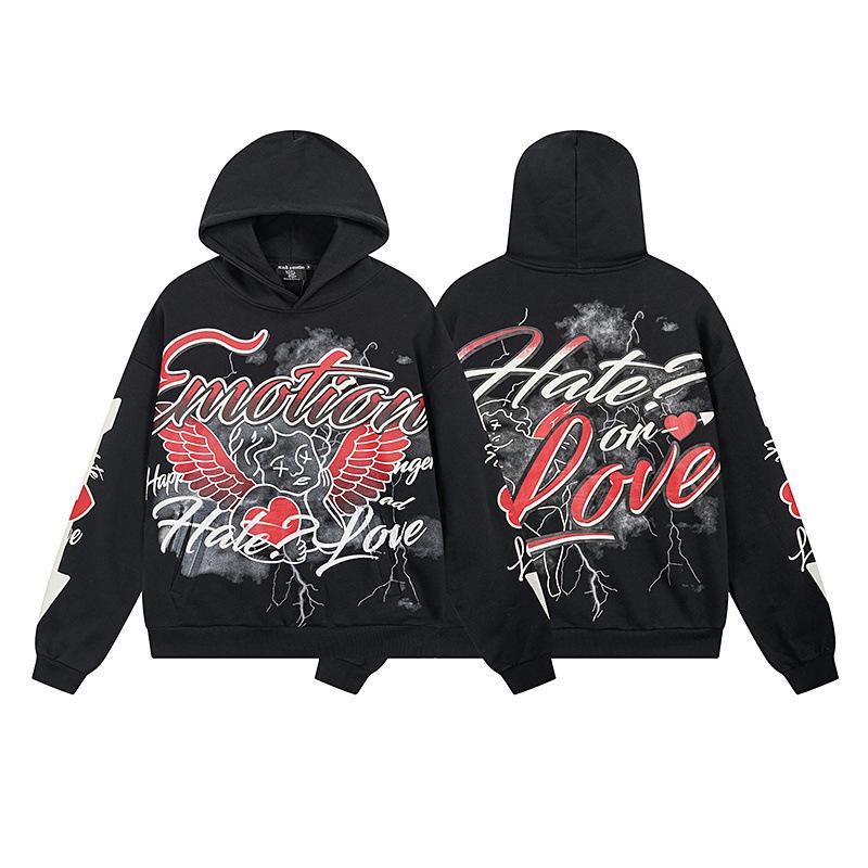 Unisex Rhinestone Zipper Hooded Cardigan & Sweatpants Set with Letter Print.