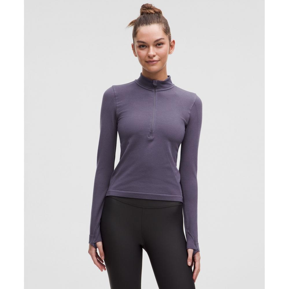 

Lululemon Базовый слой из смеси мериносовой шерсти, полумолния, Nightfall 0