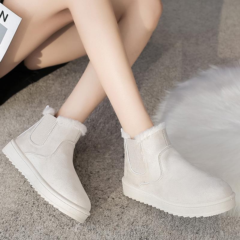 Fashion Women's Winter Faux Suede Snow Boots Plus Size Warm Thicken Plush Cotton Padded Shoes Comfort Anti Slip Platform Ankle Boots