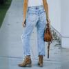 Women's High Waist Washed Women's Jeans Fashionable Versatile Straight Leg Pants