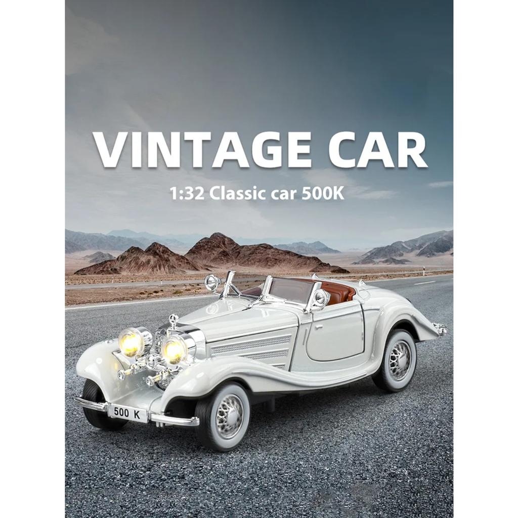 1/32 Luxury vintage car BENZ 500K alloy model, exquisite desktop ornaments, the best collection for car model enthusiasts
