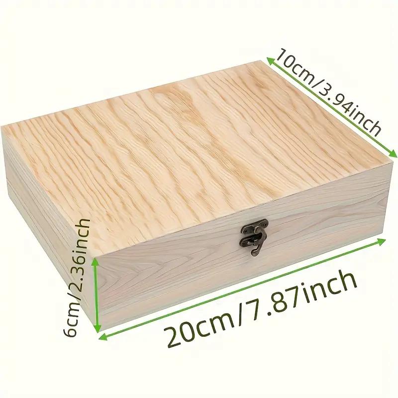 3-Piece Simple Wooden Handicraft Box Set - Unfinished with Hinges and Latches, Rectangular DIY Storage Box, Holiday/Birthday Gift, Home Decoration