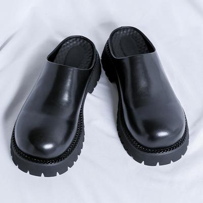 Fashion Summer Sandals Classic Mens Leather Muller Shoes Outdoor Simple Male Slippers Handmade Business Half Drag Beach Shoes