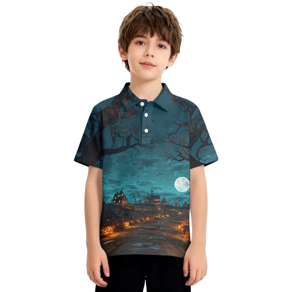 Kids' Halloween Print Shirt Casual Short Sleeve for Boys Girls Party Wear