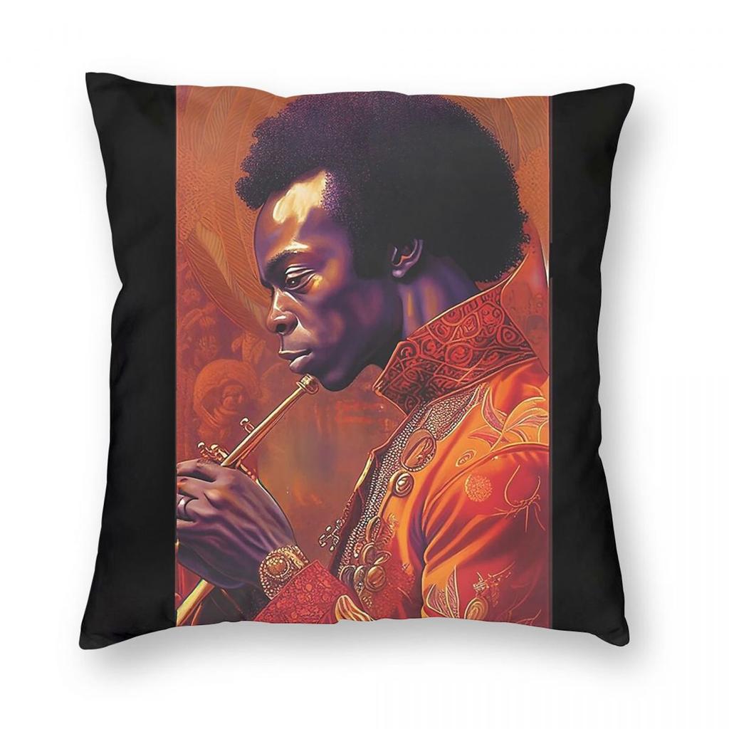 Miles Davis Psychedelic Jazz Pillowcase Polyester Linen Velvet Pattern Zip Decor Room Cushion Cover