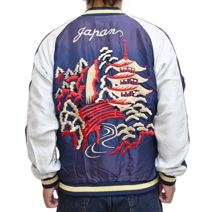 Tailor Toyo Aging Souvenir Jacket Sukajan WHITE TIGER LANDSCAPE Taylor Toyo TT15545-145 × (JP, Alphabet, S, Green)