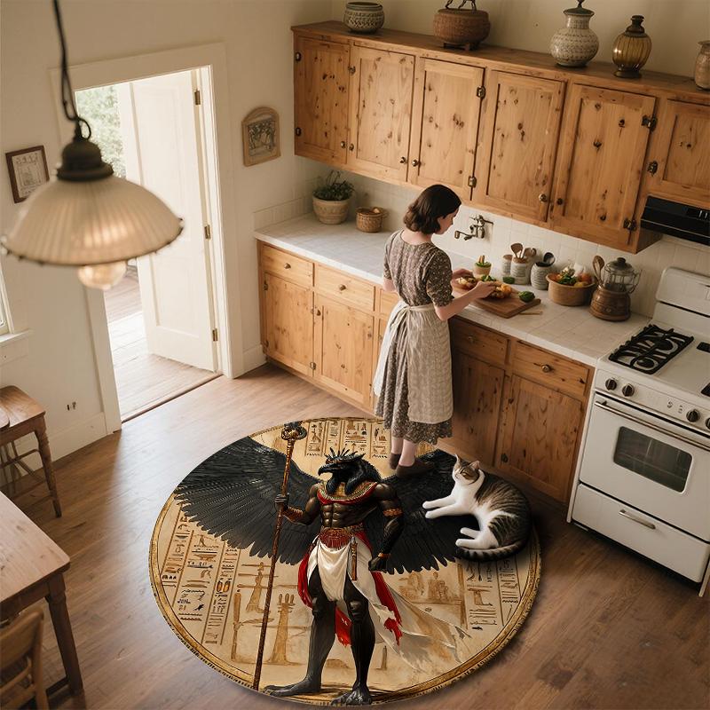 Ancient Egyptian Pattern  Round Area Rug,Carpet Rug for Living Room Bedroom Sofa Playroom Decor,Non-slip Floor Mat