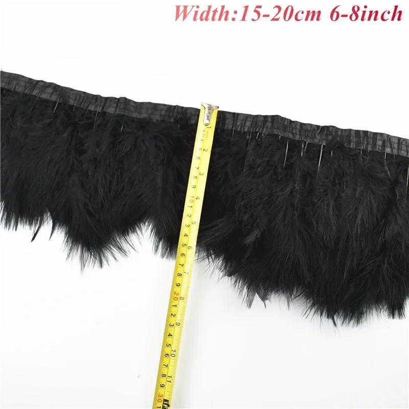 1Meters Black White Feathers for Needlework Ribbon Tape Fringe Feather Trim Pheasant Turkey Ostrich Goose Marabou Sewing Clothes