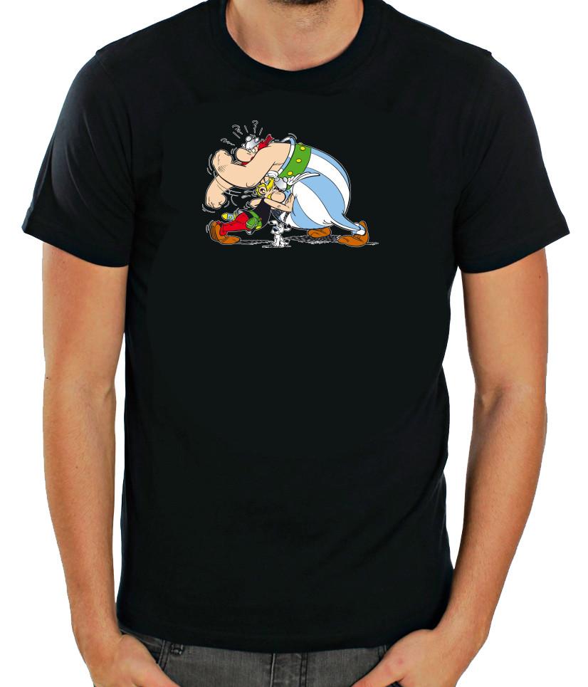 

Asterix and Obelix Funny Characters Short Sleeve White T Shirt Men F066 XL