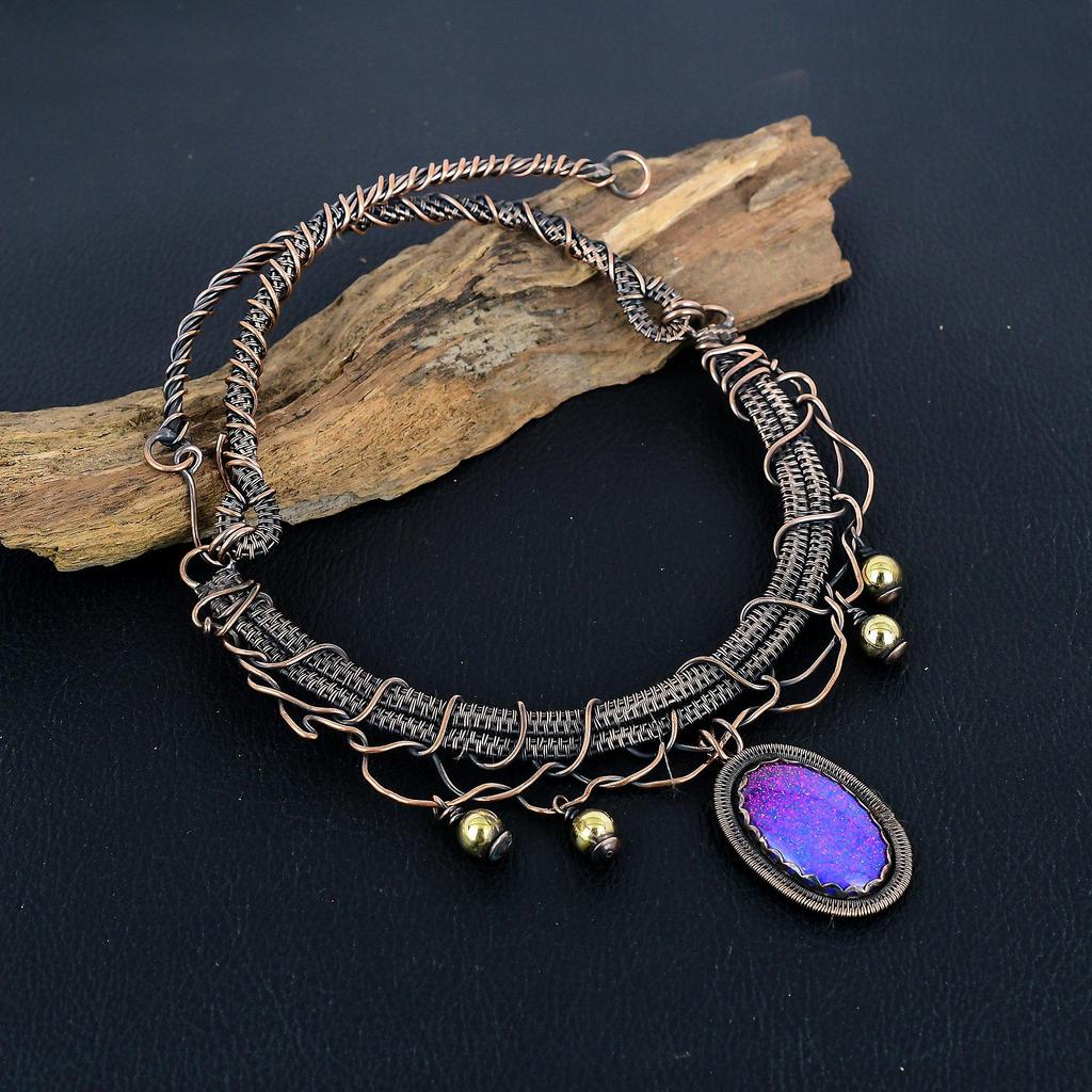 Australian Triplet Opal Necklace, 999 Copper Wire Wrapped Necklace Gemstone Jewelry, Handmade Necklace Amazing Jewelry, Gift For Her