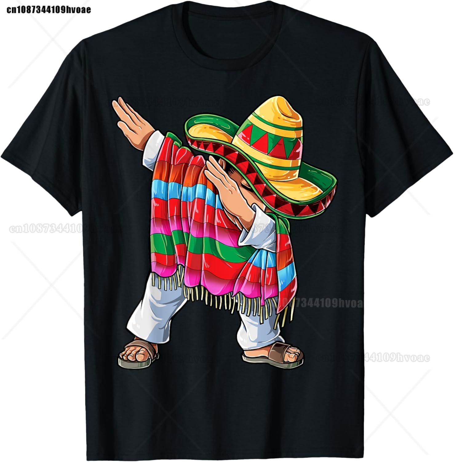 Dabbing Mexican Poncho Cinco de Mayo Boys Unisex Short Sleeve Sombrero Dab T-Shirt S