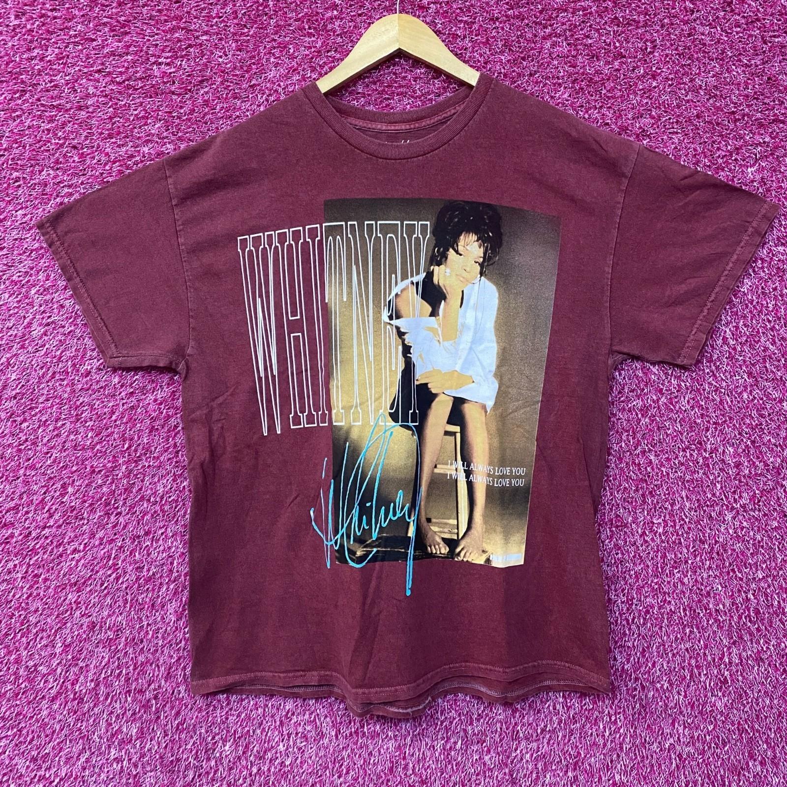 Whitney Houston I Will Always Love You Washed Graphic Burgundy T-Shirt Large XXXXL