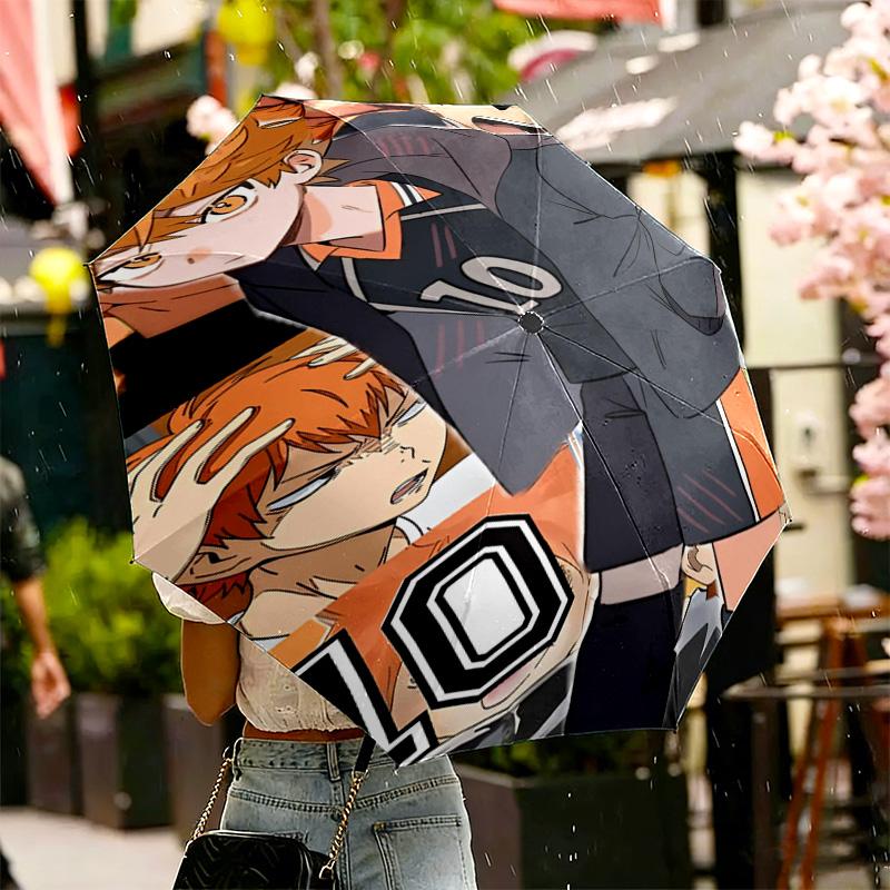 Haikyu Print Umbrella Automatic Opening/ Closing - Portable Foldable Design - Daily use for Travel/Outdoor - Gift for Birthday
