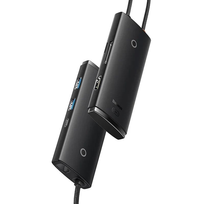 Hub 6W1 Baseus Lite Series Usb-C Do 2X Usb 3.0 + Usb-C + Hdmi + Sd/Tf (Czarny)