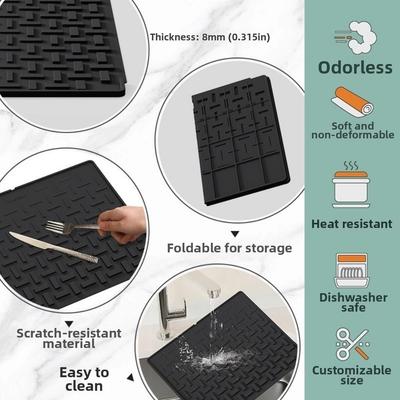 Heat Insulation Silicone Drainage Mat Slope Design Heat Resistant Kitchen Drain Pad Drainage Function