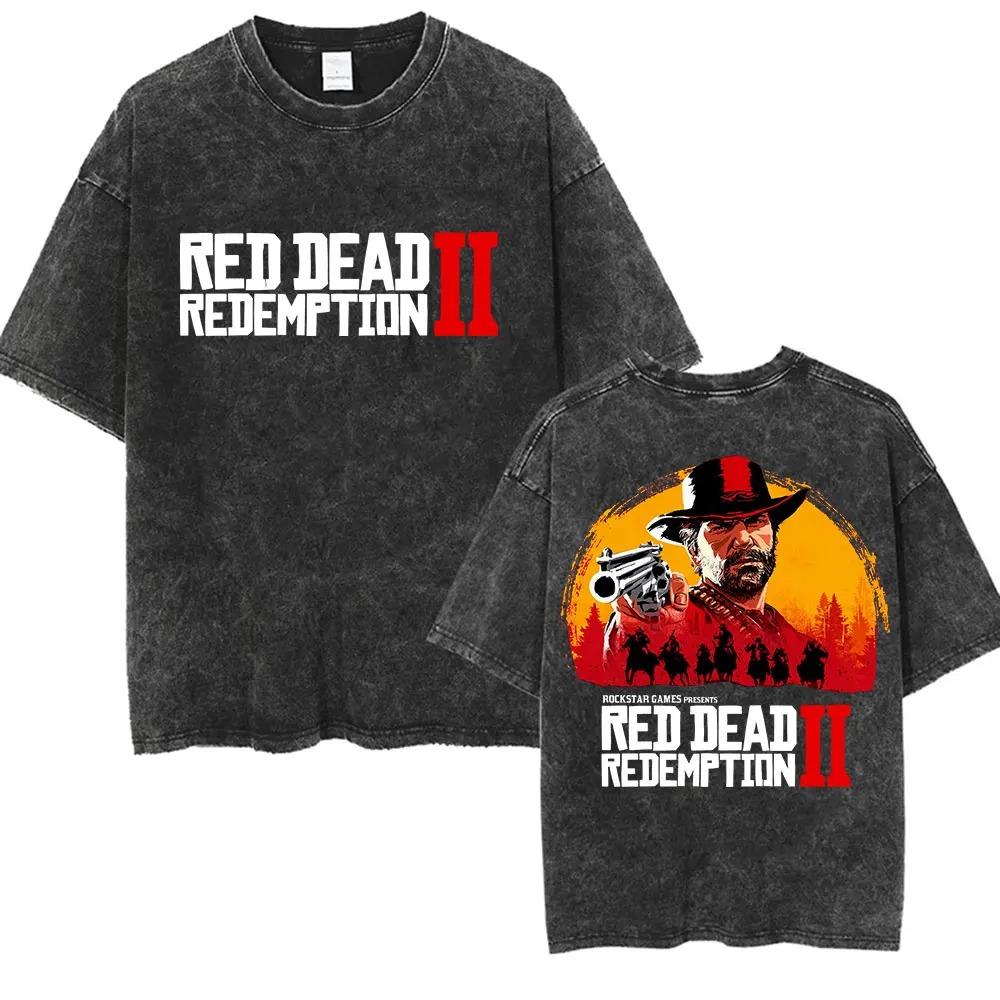 2026 T-shirt a maniche corte con scollo rotondo Y2k Unisex Nuova Top Magliette T-shirt Giocatore Red Dead Redemption 2 Lavata Vintage