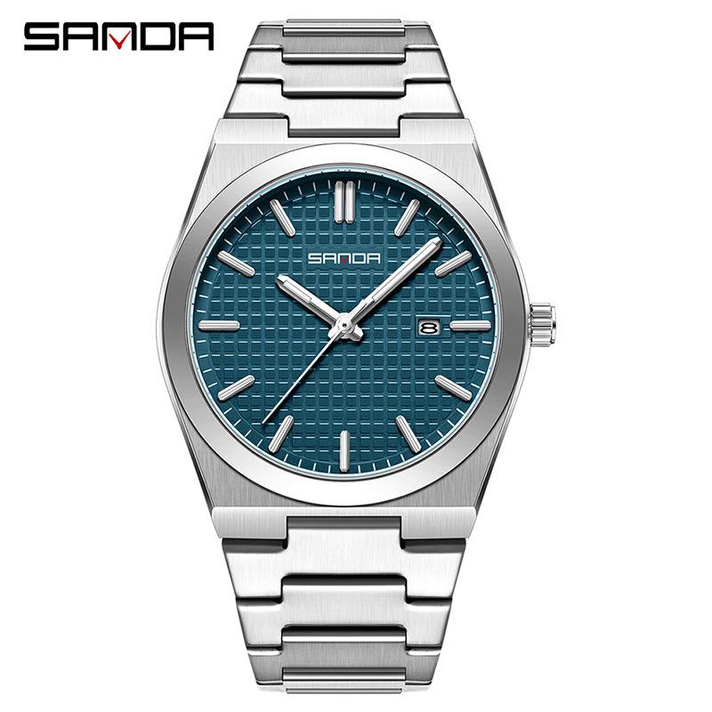 Sanda Men s Quartz Luminous Watch with Calendar & Steel Band - Waterproof Business Style