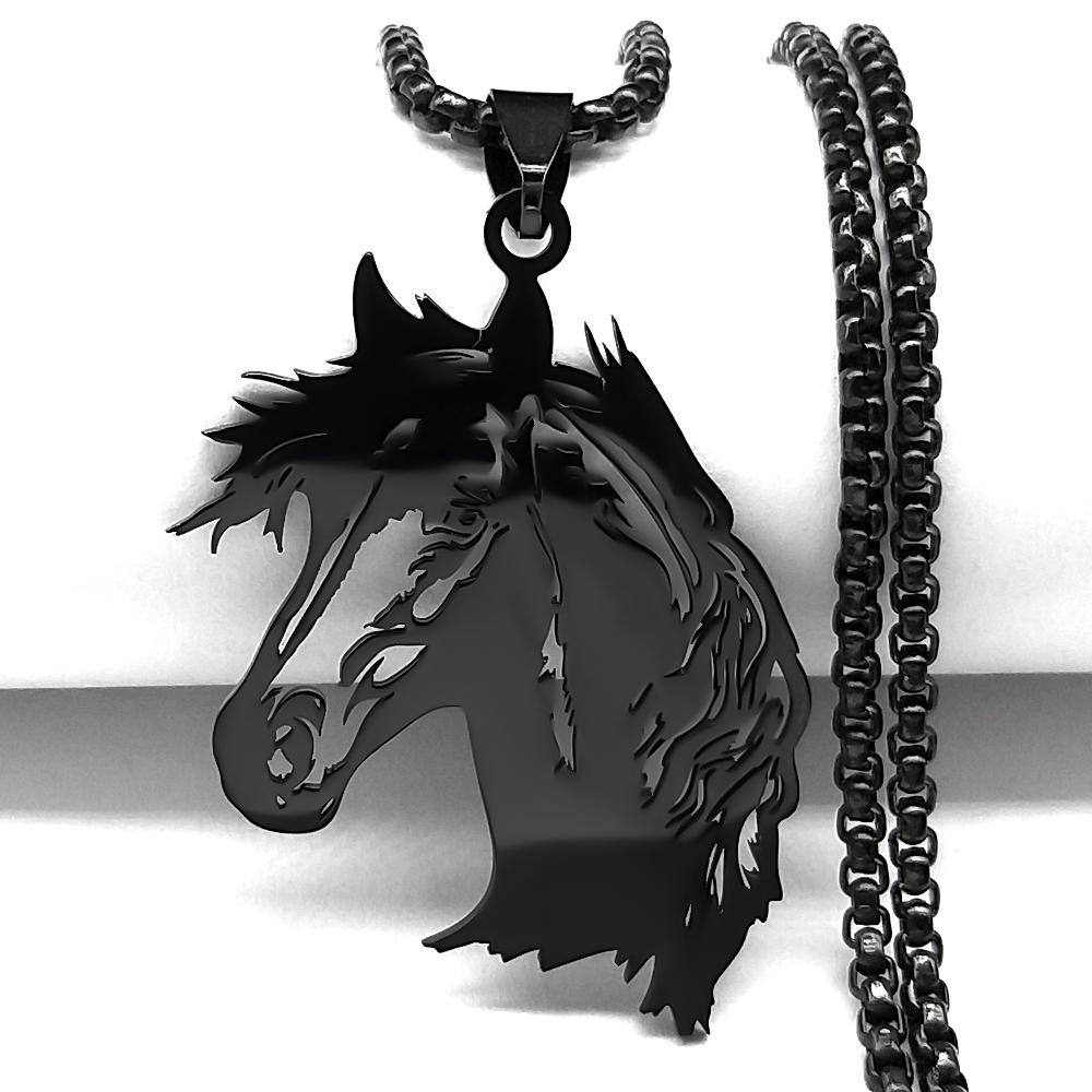 

Graceful Horse Pendant Necklace For Women Men Stainless Steel Silver Color Animal Lover Pony Male Chain Jewelry Accessories